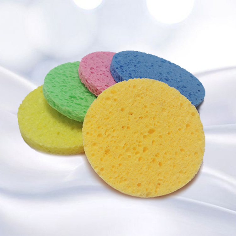 Transfronterizo de Venta caliente redondo multicolor multi-tipo opcional cara puff celulosa esponja de limpieza de algodón pulpa de madera algodón lavado de cara soplo de limpieza