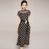 Women’s silk dress with stand collar and A-line skirt