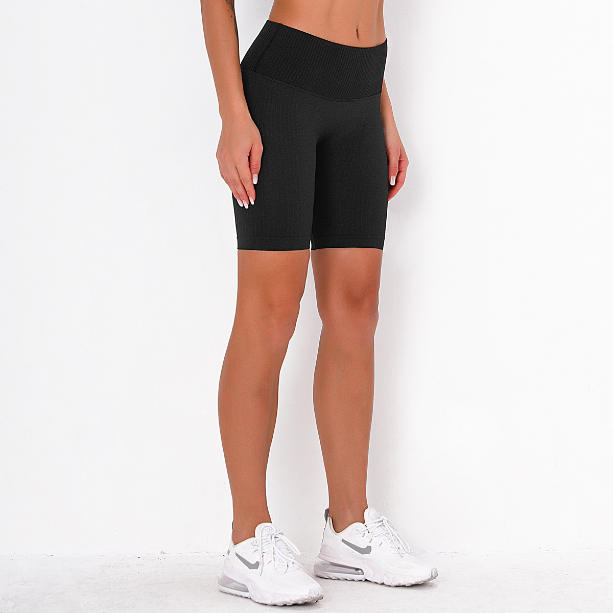 shorts deportivos de yoga de secado rápido a rayas sin costuras NSLX18355