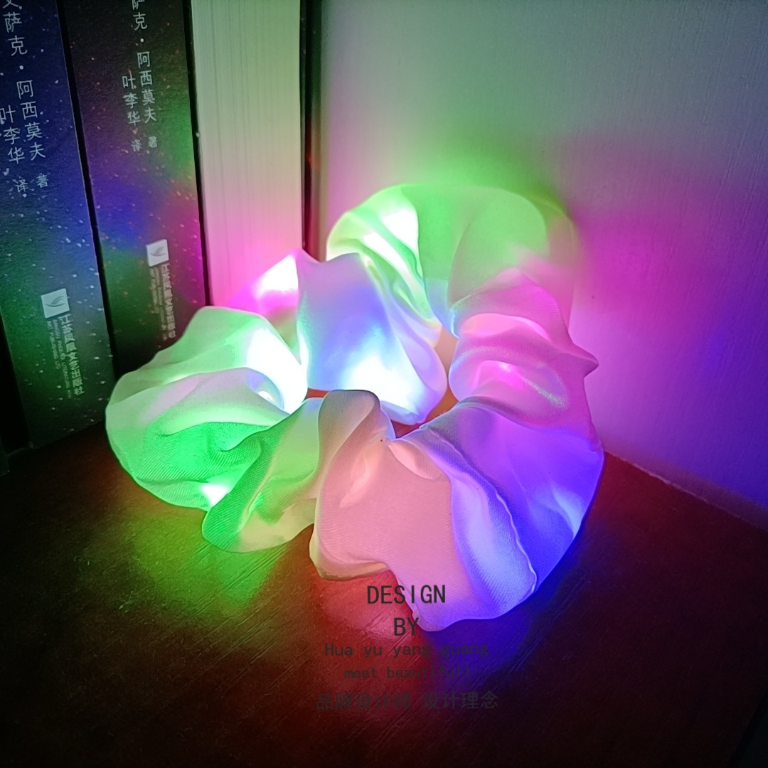 Europa y los Estados Unidos personalizados LED brillante anillo de pelo colorido intestino lluvia flores sol marca muestra personalizada brillante cabello cuerda de pelo