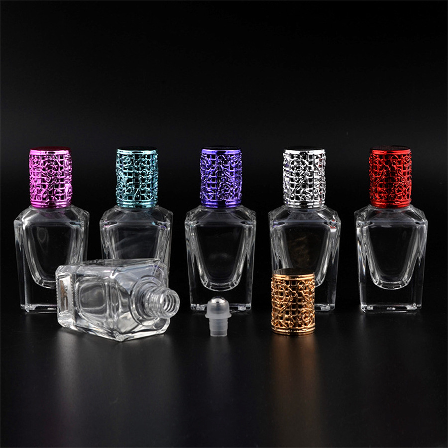 15ml精油滚珠瓶高档合金盖透明玻璃香水瓶指甲油化妆品分装瓶|ru