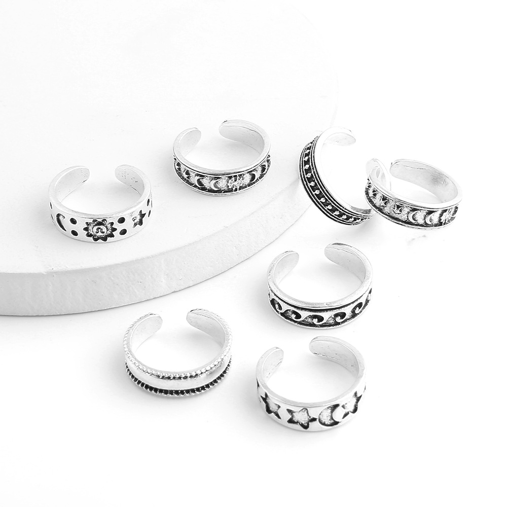 Fashion Alloy Open Foot Ring 7-piece Set display picture 6