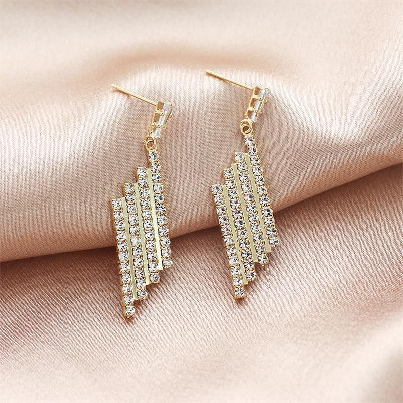 Fashion New 925 Silver Needle Full Diamond New Trendy Simple Alloy Earrings For Women display picture 9