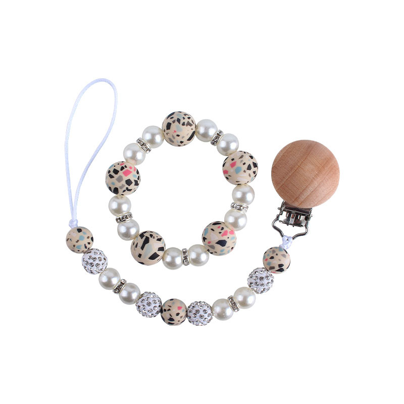 Nuevo bebé haya chupete clip bebé creativo leopardo perlas de gel mordedor gel pulsera chupete cadena anti-cadena