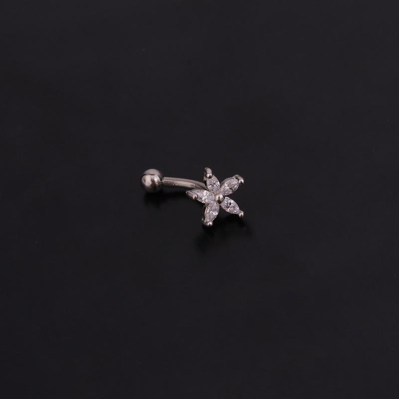 Ear Cartilage Rings & Studs Lady Flower 316 Stainless Steel  Copper Inlaid Zircon display picture 19