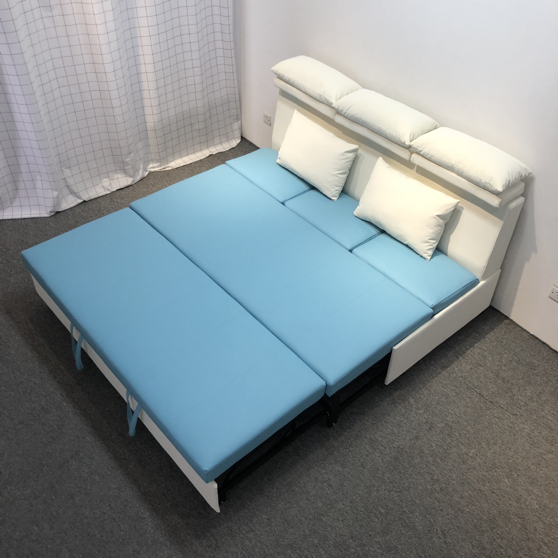 Función doble sin reposabrazos sofá cama pequeño apartamento doble triple reposacabezas funcional sofá cama
