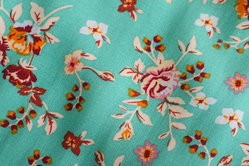 Floral Lantern Sleeve Rayon Shirt Long Sleeve Top NSAM3136