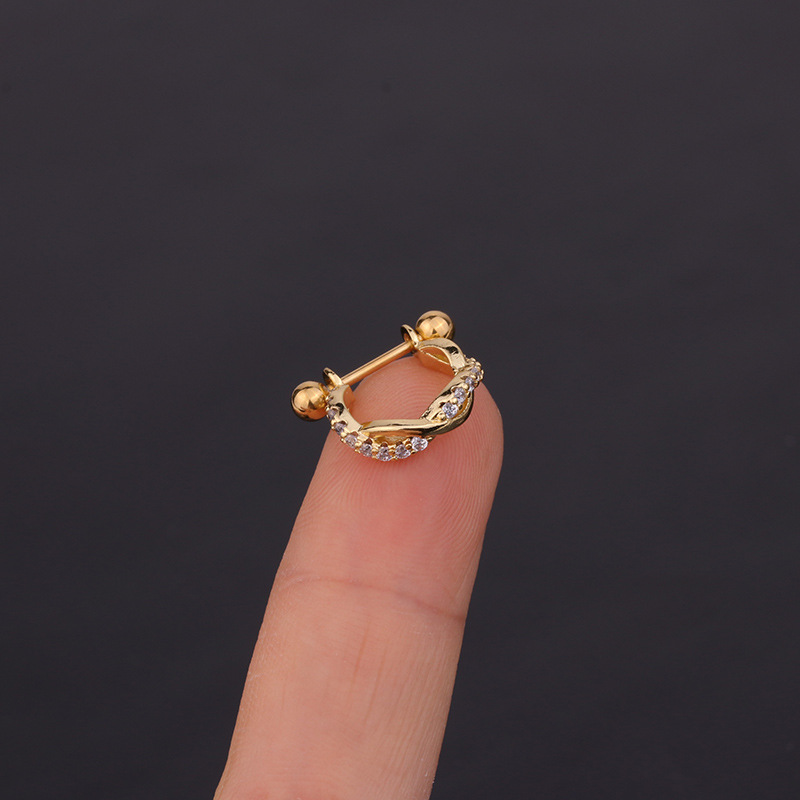 Ear Cartilage Rings & Studs Fashion U Shape 316 Stainless Steel  Copper Inlaid Zircon display picture 6