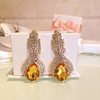 Glossy crystal, universal earrings, European style, micro incrustation