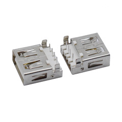 USB2.0接口直邊卷邊臥式母座連接器 AF沉板式A母沉板90度連接器