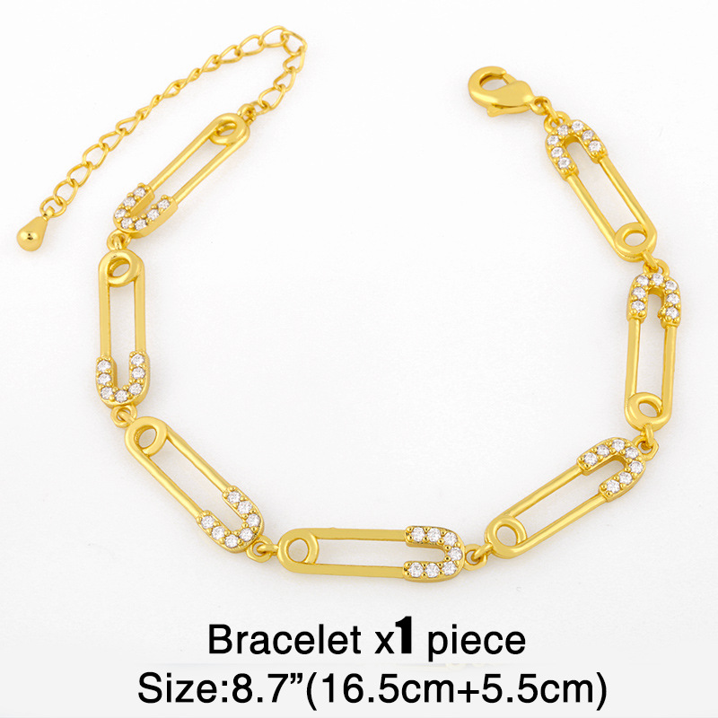 Fashion hip-hop punk new retro gold pin chain diamond necklace for women