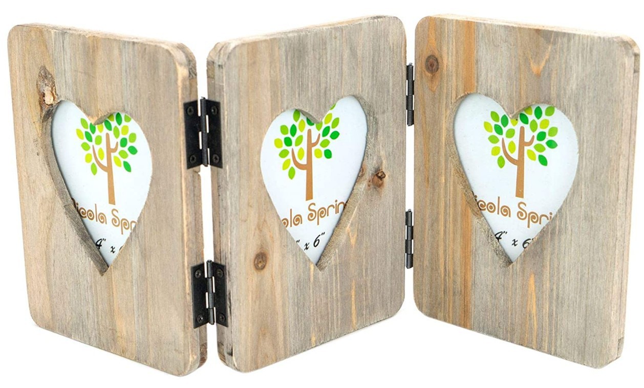 Wooden photo frame heart shaped
