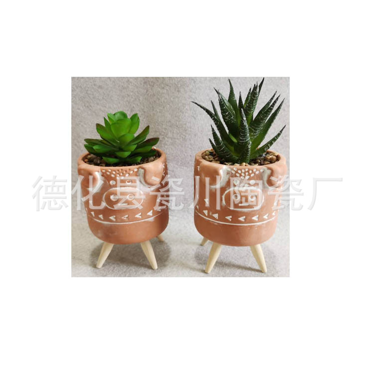 红土花盆人脸花缸