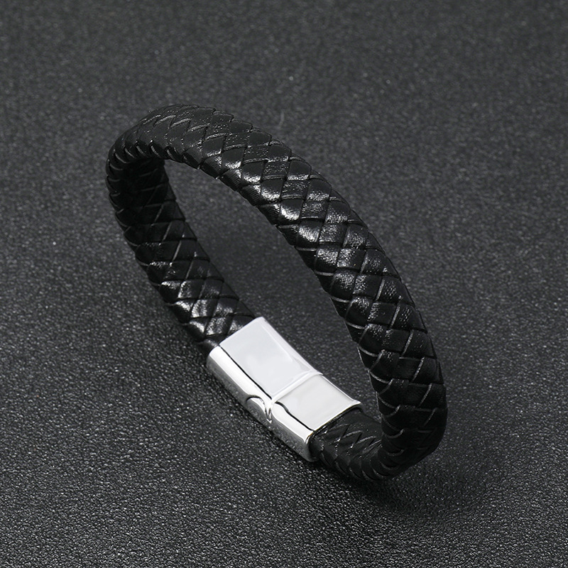 simple leather alloy magnet buckle retro bracelet