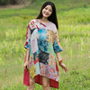 Cotton Women 2020 summer new pattern jacket Ethnic style Retro Stitching models Dear Easy leisure time Bat shirt