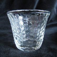 批發錘紋直杯  高硼硅玻璃 描金品杯  工藝玻璃錘紋杯