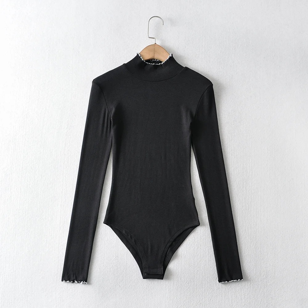 sexy stretch high neck long sleeve jumpsuit NSHS23796