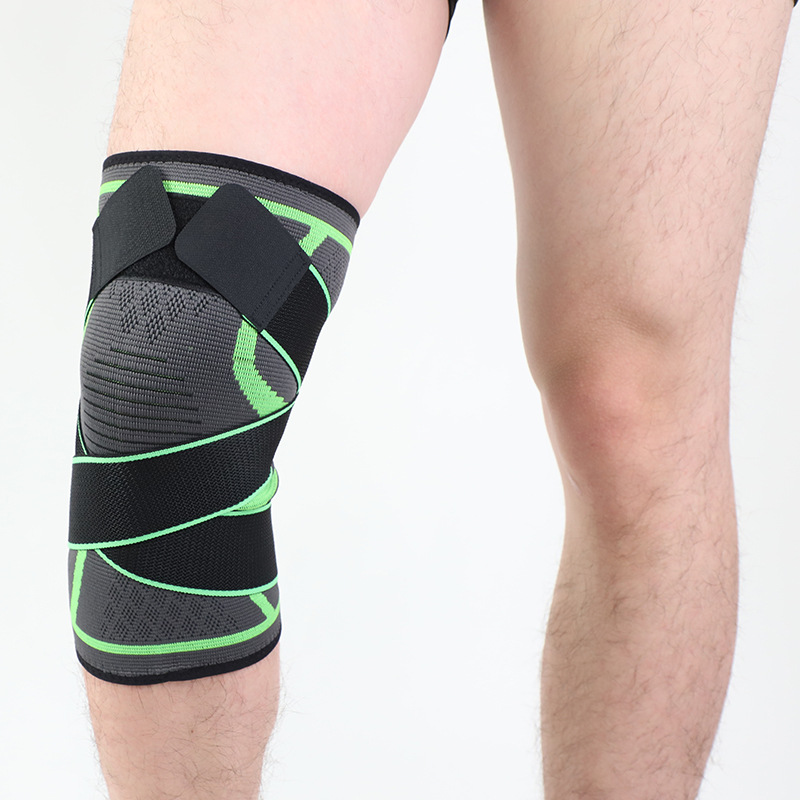 運動護膝跑步籃球騎行健身 男女透氣拉帶纏繞加壓護膝