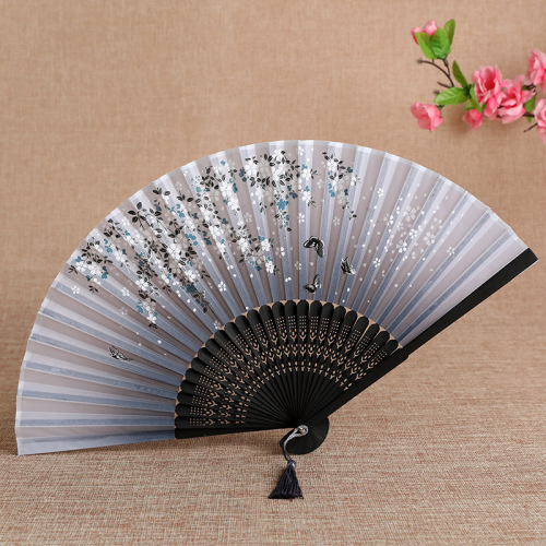 Chinese wind hanfu fairy princess folk dance folding fan women's   classical costume qipao  Chinese dress dancing folding bamboo fan kimono dress cosplay fan for girls women