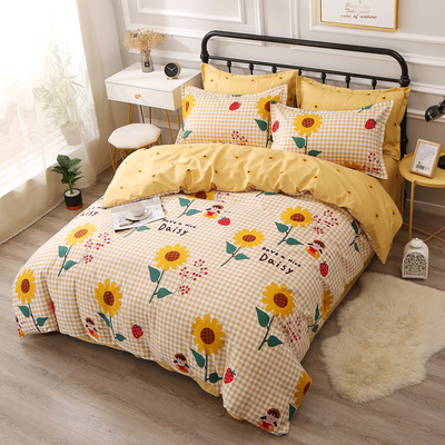 thickening Brushed Four piece suit Simplicity fresh The bed Supplies AB Quilt cover student dormitory sheet bedding Three