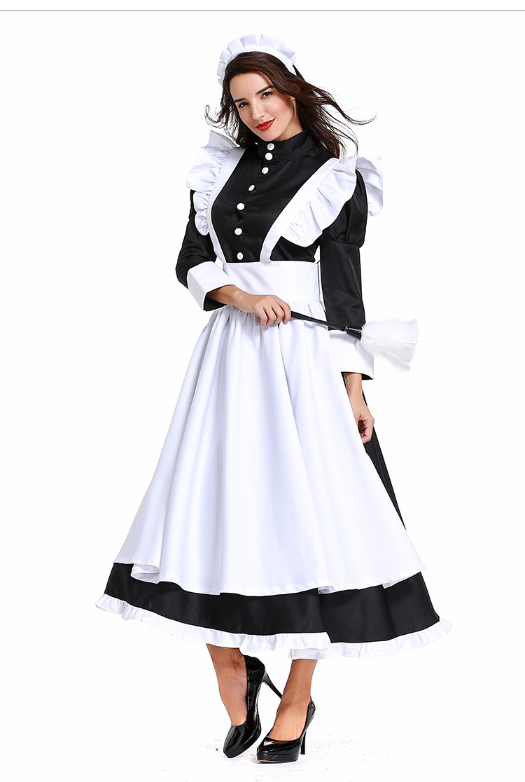 maid housekeeper black and white long skirts cosplay costume for men and women nihaostyles wholesale halloween costumes NSPIS78752