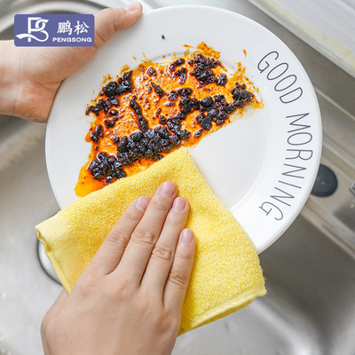 批发木纤维小抹布厨房清洁不沾油百洁布油利除吸水懒人清洁毛巾|ru