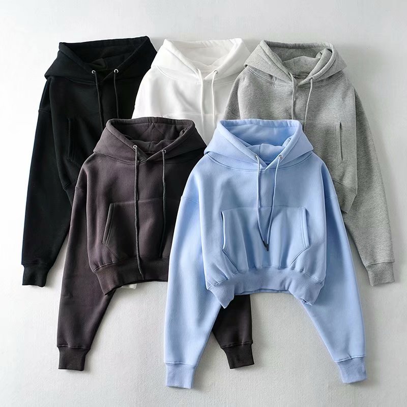 new bat sleeve loose drawstring hooded short top  NSAM5503