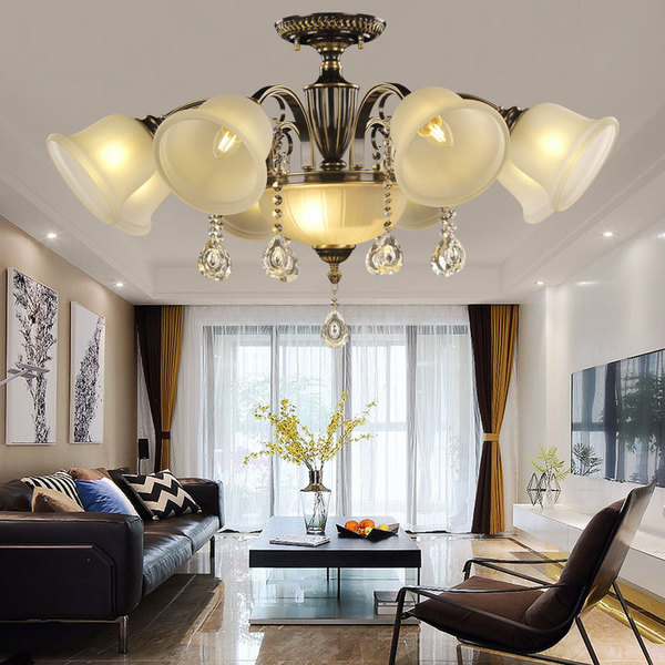 Copper retro ceiling light for living room