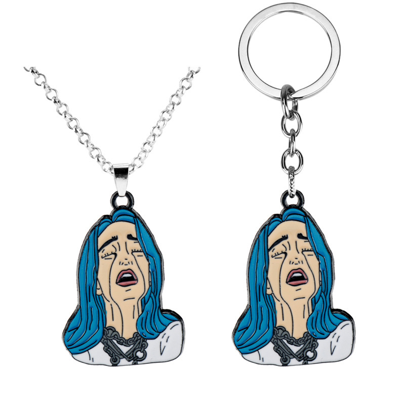 AliExpress wish hot Billie Eilish Billie Alish alloy drip necklace keychain