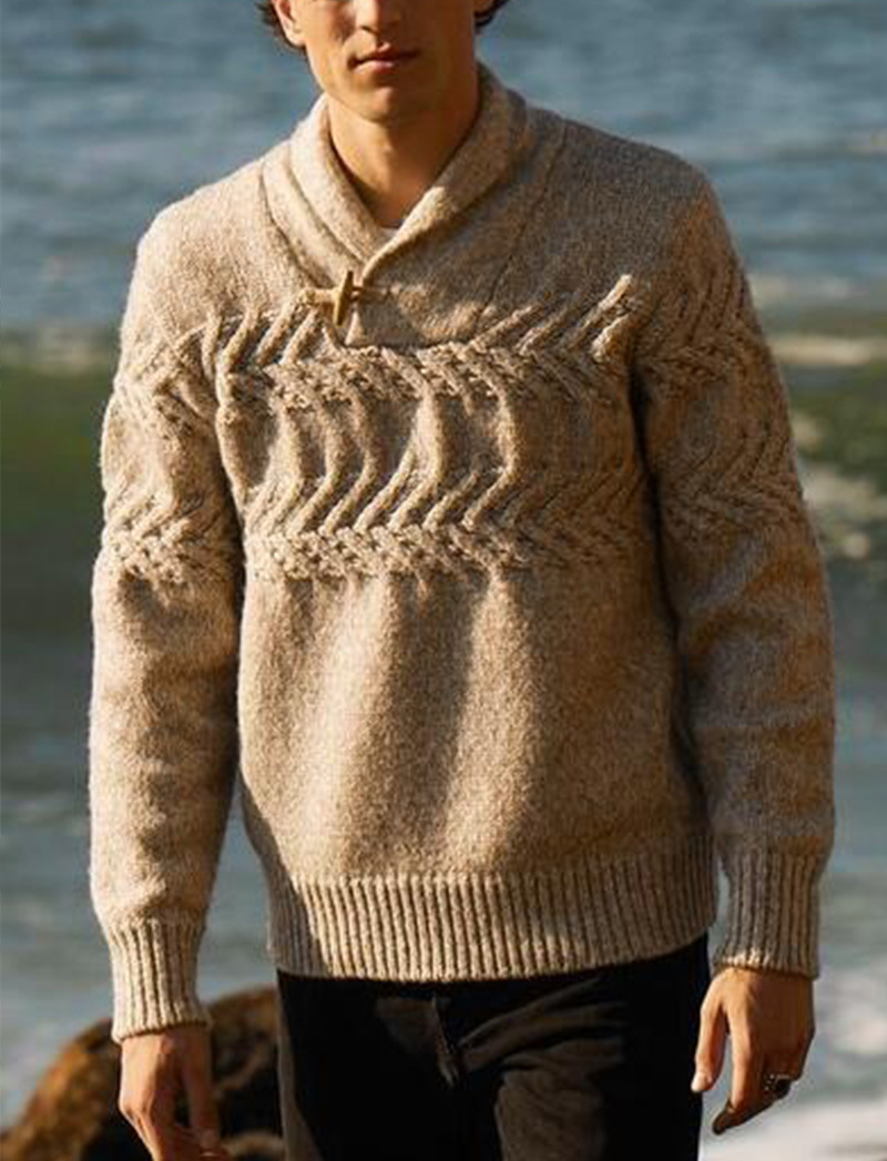 solid color jacquard long-sleeved knitted pullover  NSLK11315