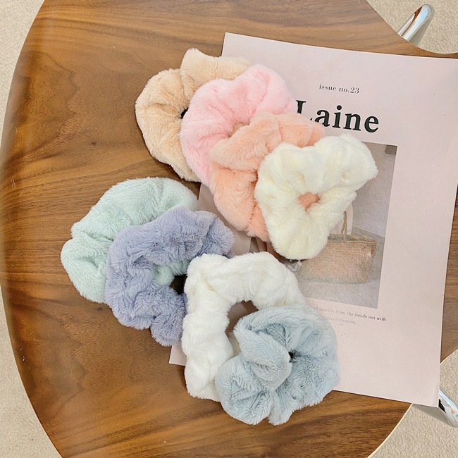 Nueva Felpa De Cerdo Boutique De Intestino Grueso Coreano Gran Pelo Scrunchies Al Por Mayor display picture 6