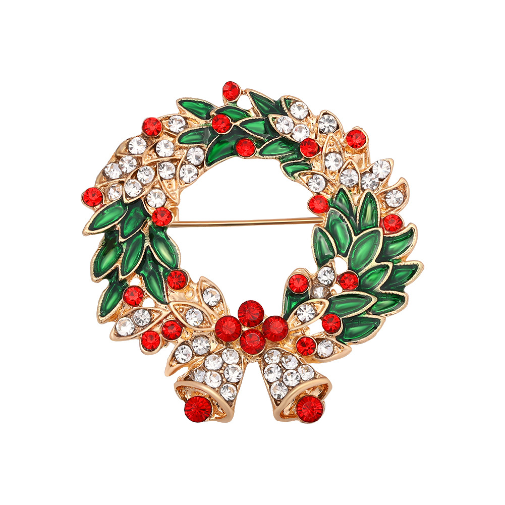 Christmas Wreath Silk Scarf Buckle Vintage Brooch display picture 5