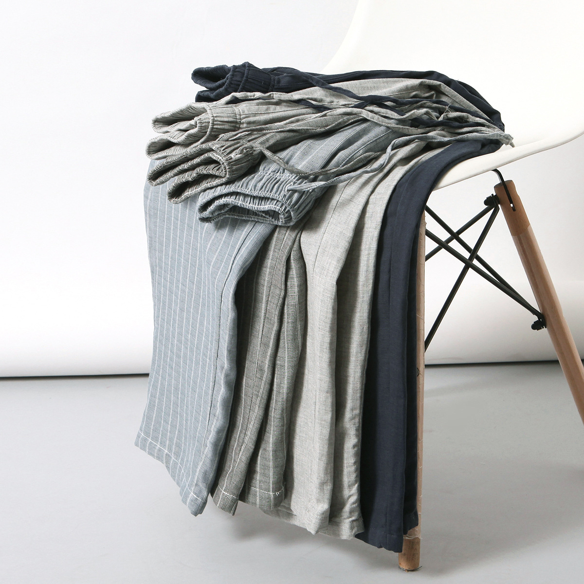 可外穿情侶睡衣居家服純棉雙層紗布睡褲全棉男士女士長褲