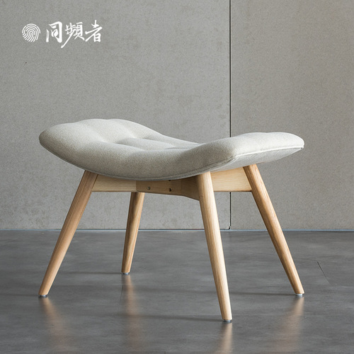 The same frequency Nordic minimalist modern shoe stool casual chair single sofa rocking chair solid wood fabric leather pedal