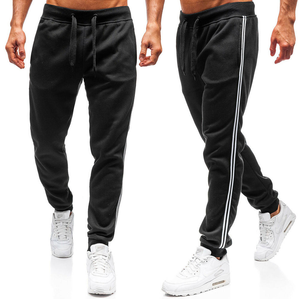 Herrenbekleidung Jogginghose Herren locker gebündelte Füße Patchwork Kordelzug Hose Strickfüße Freizeithose geschlossene Hose_voghion.com