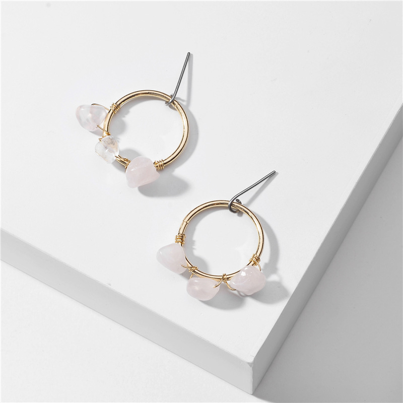 Mode Naturel Opale Poudre Cristal Pierre Enroulement Boucles D&#39;oreilles En Gros Nihaojewelry display picture 2