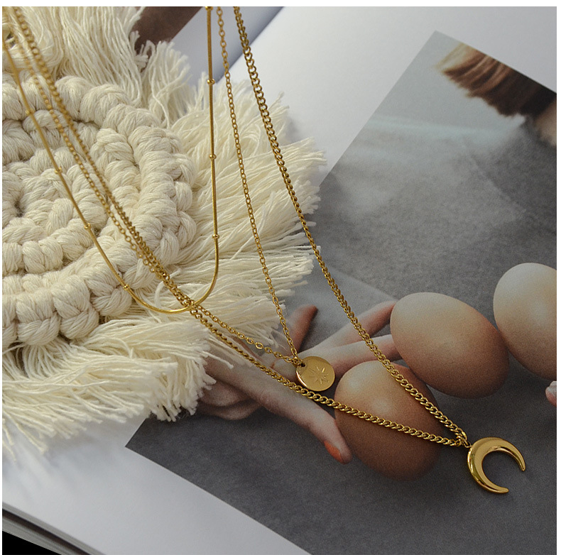 new fashion star moon sun titanium steel bracelet necklace set