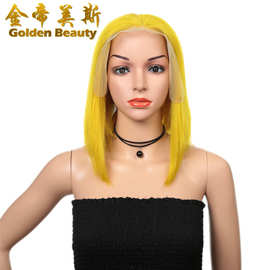 前蕾丝短直发波波头套欧美女款真人发彩色假发human hair bob wig
