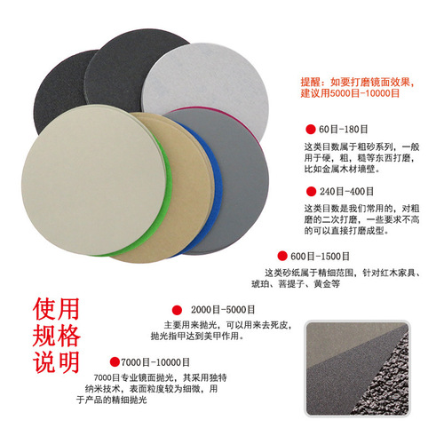 VIBRATITE 996A 7 inch 180mm disc water sandpaper velvet back dry grinding water grinding flocking sandpaper wholesale
