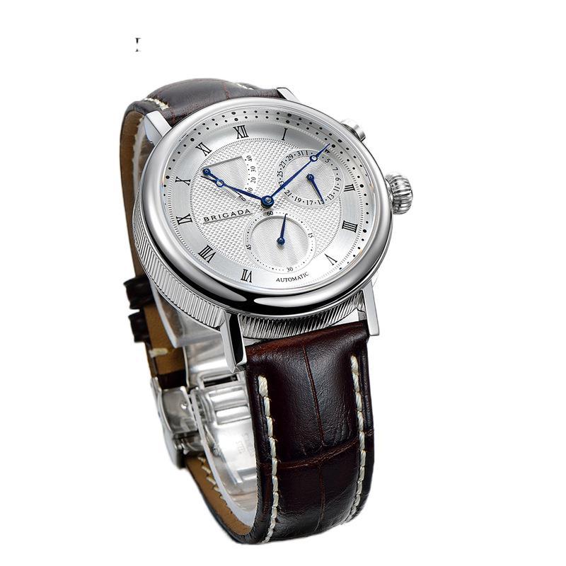 品牌男士机械腕表 商务防水手表瑞士皮带海欧表 跨境批发机械手表