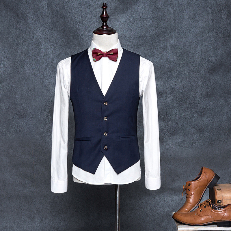La primavera y el otoño británico slim fit traje chaleco Chaleco de los hombres traje de negocios casual profesional formal desgaste coreano moda