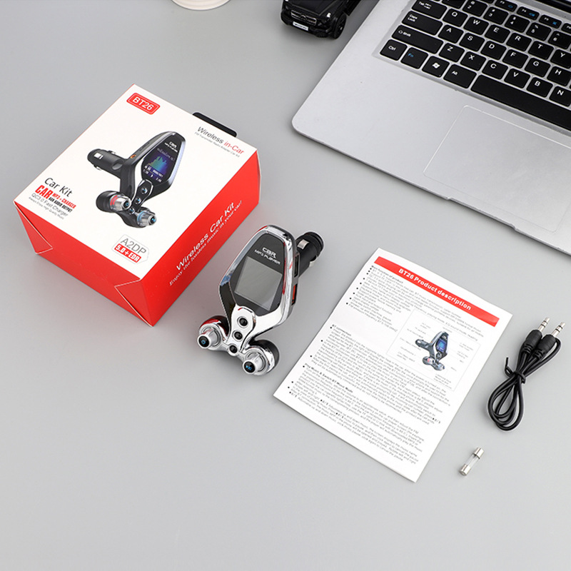 Space Shuttle Shape Car Bluetooth Hands-free MP3 Player3.0 Fast Charging FMTransmitter Color Screen BT26