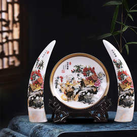 景德镇陶瓷花瓶三件套摆件现代时尚家居装饰客厅博古架台面