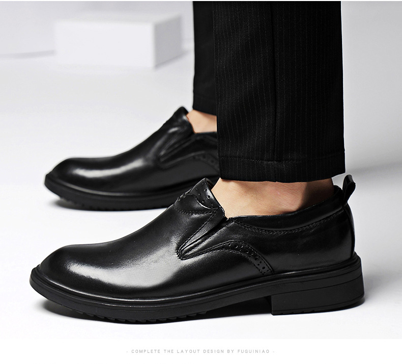 Men's Alligator Pattern Leather Shoes Round Toe Casual Formal_voghion.com