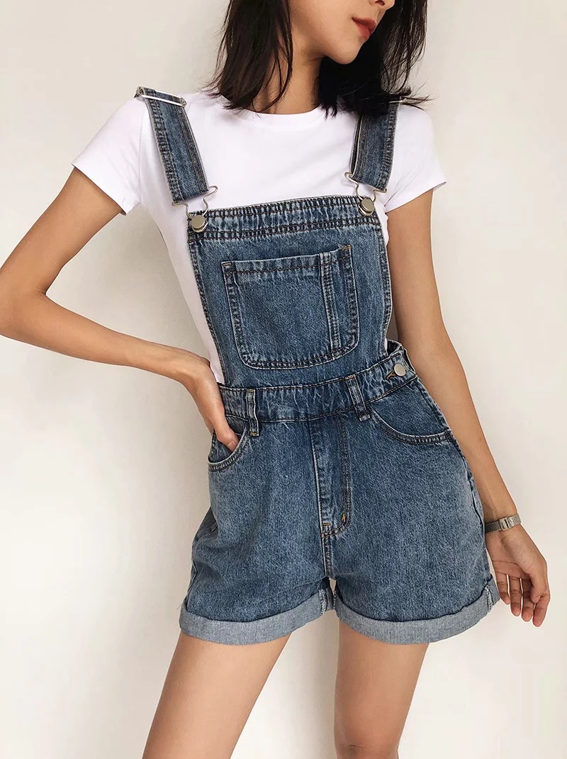 Wide-Leg Curled Hem Denim Shorts NSAC14558