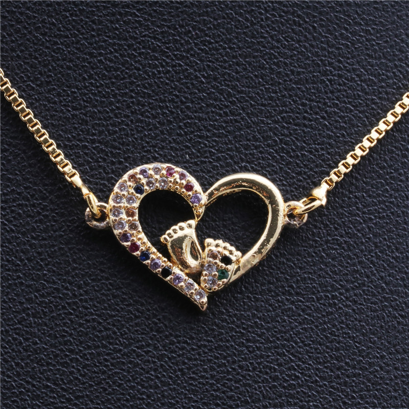 Hot Sale Copper Necklace Micro-set Color Zirconium Peach Heart Love Necklace Copper Wholesale Nihaojewelry display picture 12