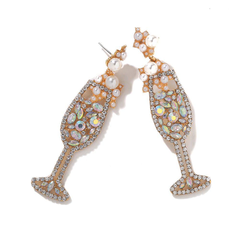 New Wine Glass Earrings Fashion Diamond Earrings Wholesale display picture 6