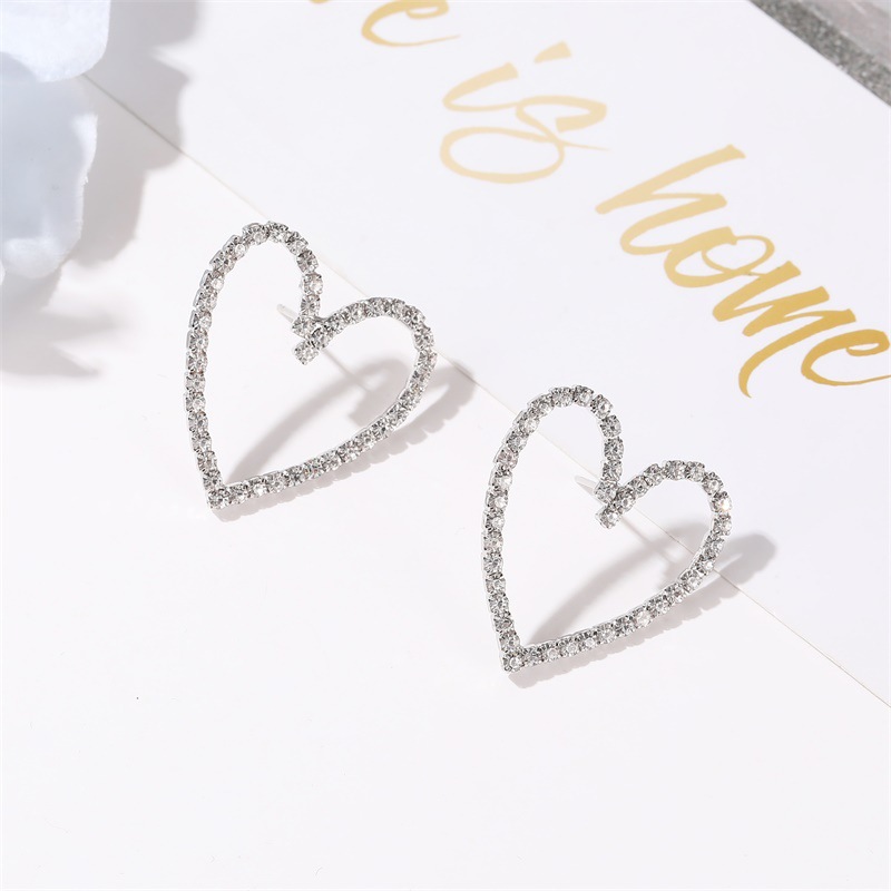 Simple Style Heart Plating Alloy Artificial Gemstones Earrings Ear Studs display picture 5