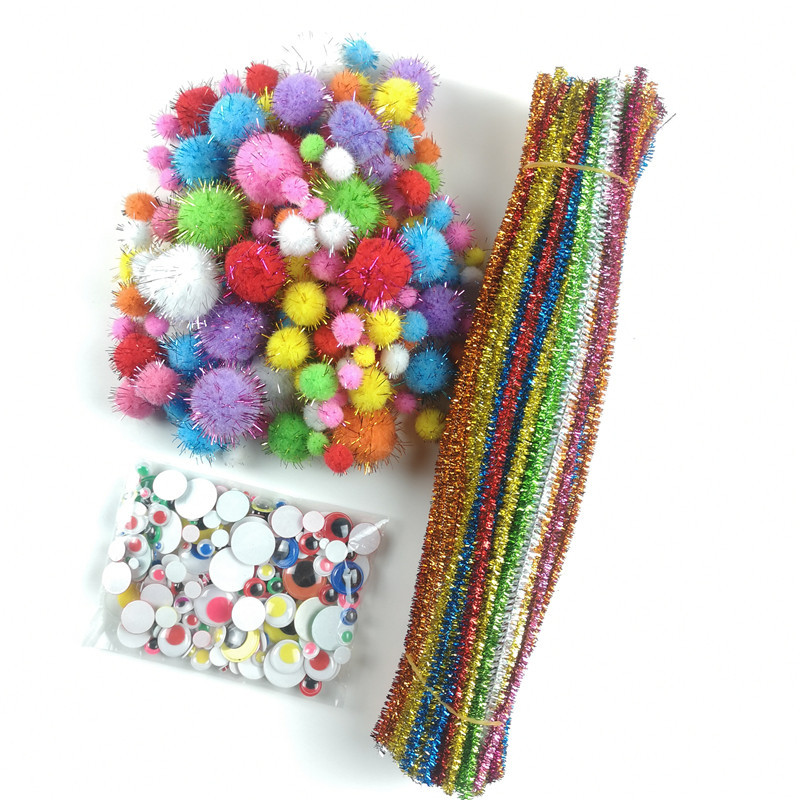 毛球毛条毛根绒条益智玩具DIY手工金葱纸条套装圣诞装饰毛绒套餐