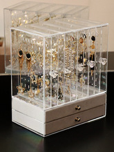 厂家耳饰收纳盒耳环耳钉架子展示架单层收纳大容量透明首饰盒挂大